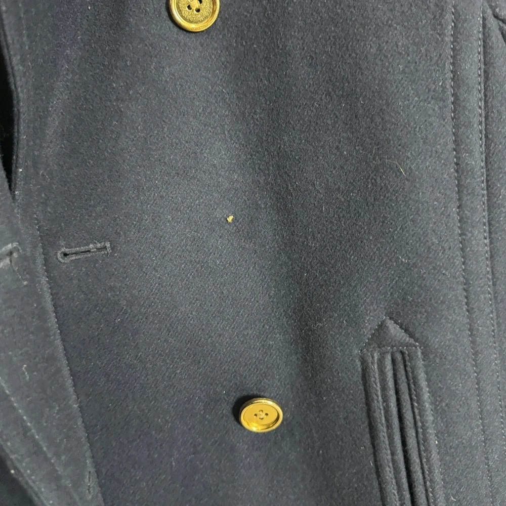 J Crew Wool Cashmere‎ Nello Gori Peacoat Navy Double Breasted Women XS 0